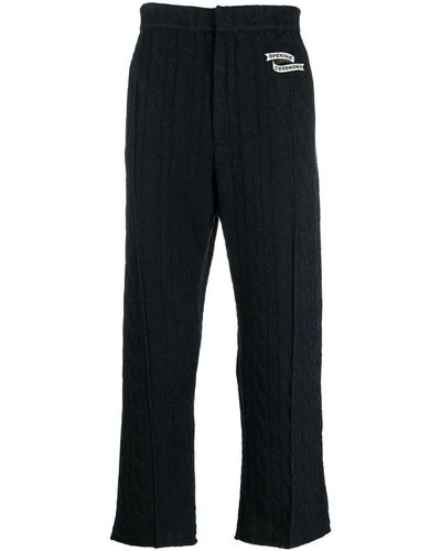 Opening Ceremony Embroidered-logo Cable Knit Pants - Blue
