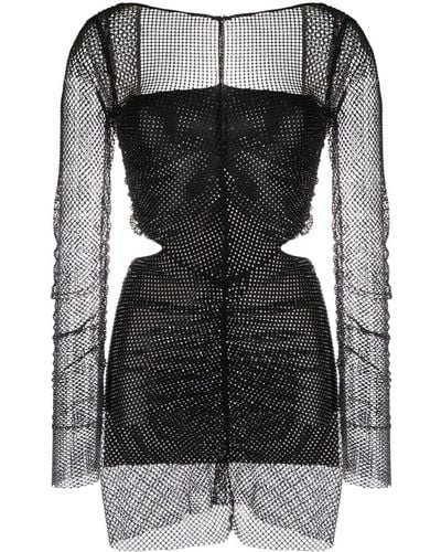 GIUSEPPE DI MORABITO Rhinestone-embellished Cut-out Minidress - Black
