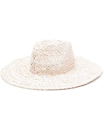 Ruslan Baginskiy Painted straw bucket hat - Weiß