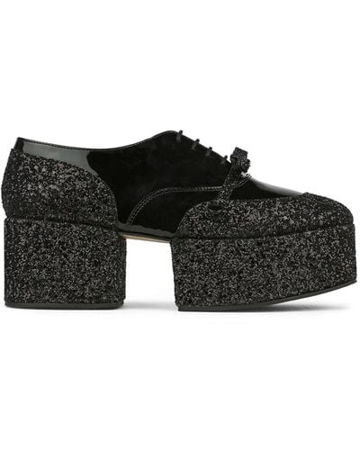 Noir Kei Ninomiya Glitter-embellished Loafers - Black