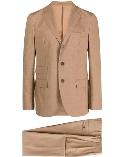 Eleventy Notched-lapels Single-breasted Suit - Natural