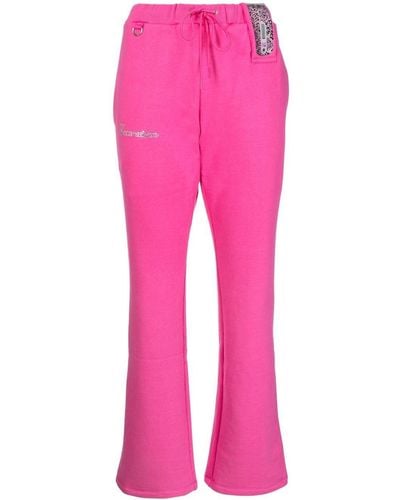 Doublet Rhinestone-logo Detail Track Trousers - Pink