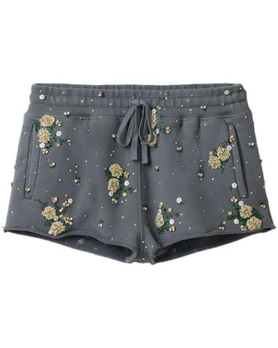Miu Miu Shorts mit Blumenstickerei - Grau