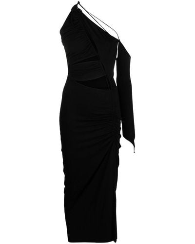 MANURI One-shoulder Cut-out Midi Dress - Black