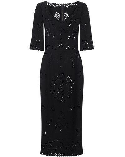 Dolce & Gabbana Intaglio-detail Short-sleeve Midi Dress - Black