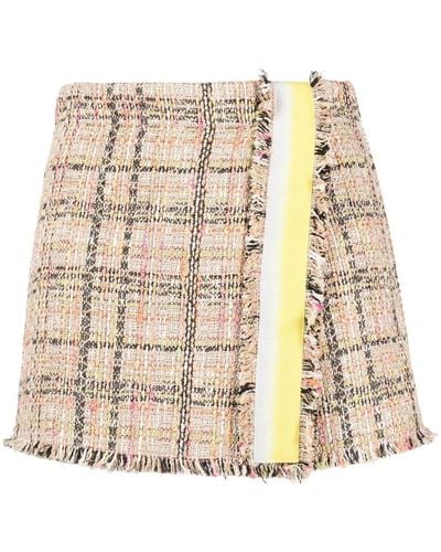 MSGM Raw-edge Tweed Mini Skirt - Natural
