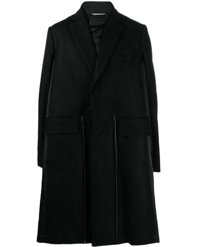 Sacai Drawstring-waist Wool Coat - Black