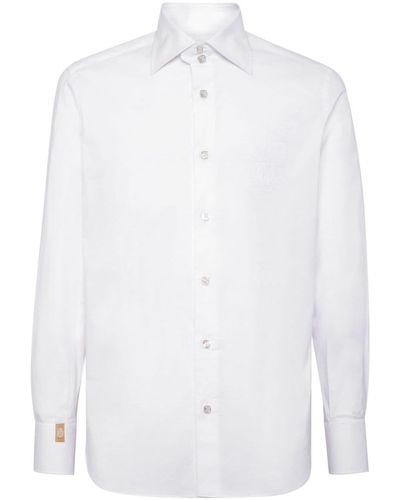 Billionaire Logo-embroidered Cotton Shirt - White