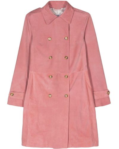 Manuel Ritz Double-breasted Suede Maxi Coat - Pink
