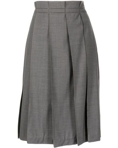 Brunello Cucinelli Bead-embellished Pleated Midi Skirt - Grey