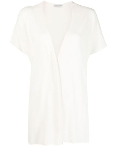 Le Tricot Perugia T-Shirt mit V-Ausschnitt - Weiß