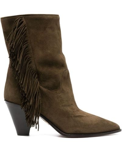 Aquazzura Fringed Suede Boots - Brown