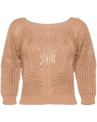 Alberta Ferretti Open-knit Cotton Sweater - Natural