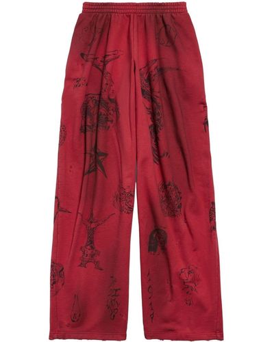 Balenciaga Pantaloni sportivi con stampa - Rosso