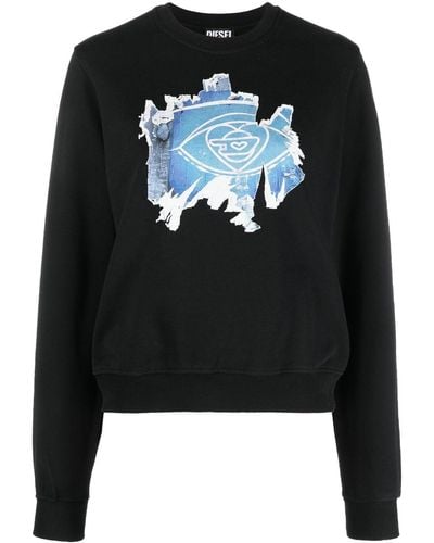 DIESEL Sweater Met Grafische Print - Zwart