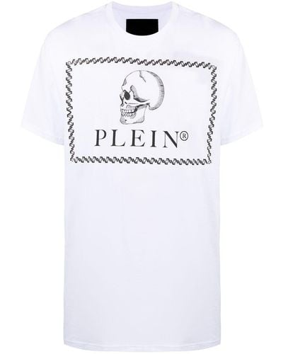 Philipp Plein Outline Skull Print T-shirt - White