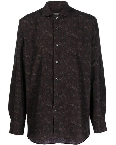 Corneliani Graphic-print Cotton Shirt - Black