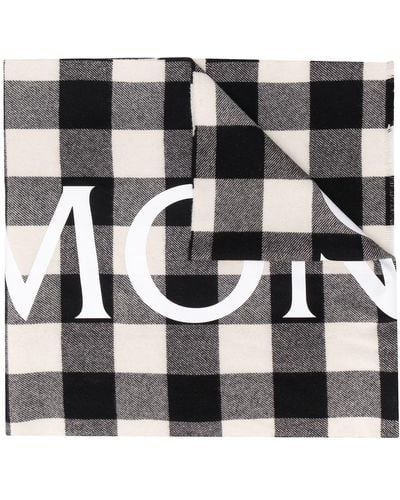Moncler Karierter Schal mit Logo - Schwarz