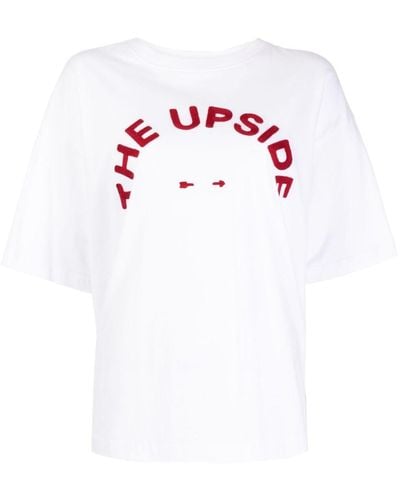 The Upside T-shirt Van Biologisch Katoen Met Geborduurd Logo - Wit