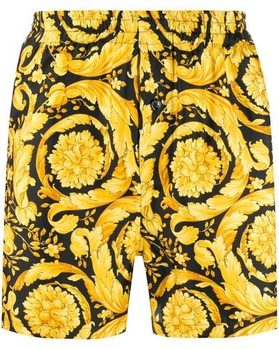 Versace Barocco-print Pyjama Shorts - Yellow