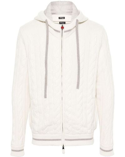 Kiton Cable-knit Cashmere Hooded Jacket - White
