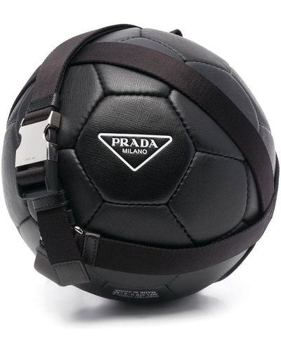 Prada Ballon de football en cuir - Noir