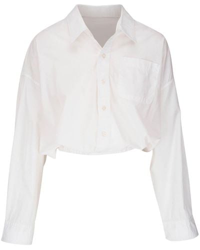 R13 Cropped-Hemd aus Baumwolle - Weiß
