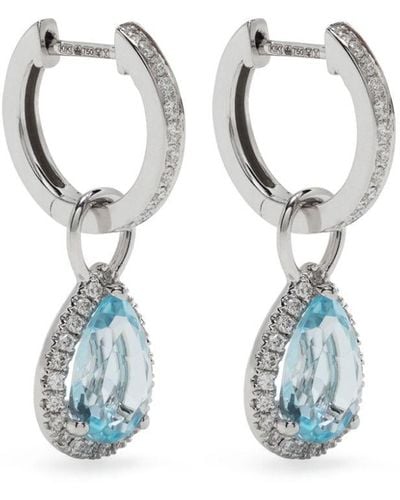 Kiki McDonough Boucles d'oreilles Grace en or blanc 18ct serties de diamants et de topaze - Bleu