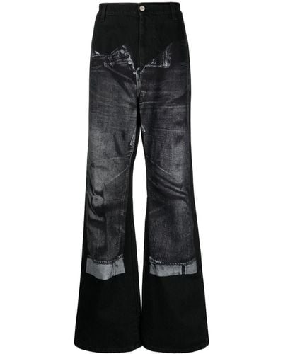 Jean Paul Gaultier Trompe L'oeil-print Cotton Jeans - Black