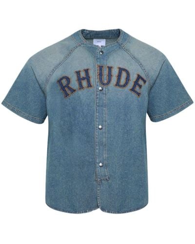 Rhude Baseball Denim Shirt - Blue