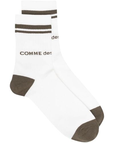 Comme des Garçons Gerippte Socken mit Logo-Print - Weiß