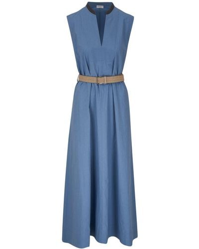 Brunello Cucinelli Vestido liso - Azul