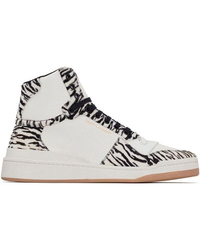 Saint Laurent Ponyhaarsneakers Mit Zebradruck "sl/24" - Weiß