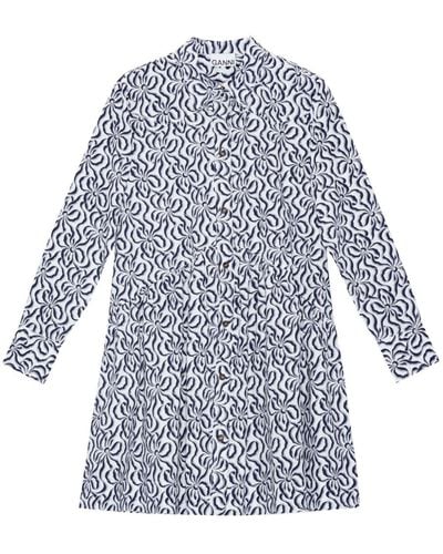 Ganni Hemdkleid aus Bio-Baumwolle - Blau