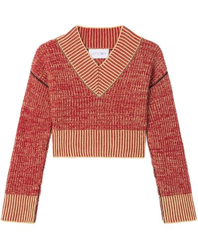 AZ FACTORY Cropped Knitted Sweater - Red