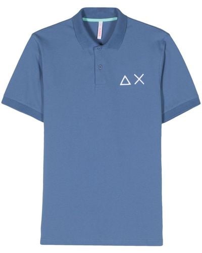 Sun 68 Ax Piqué Polo Shirt - Blue