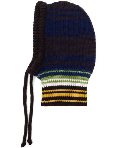Marni Striped Ribbed-knit Balaclava - Blue