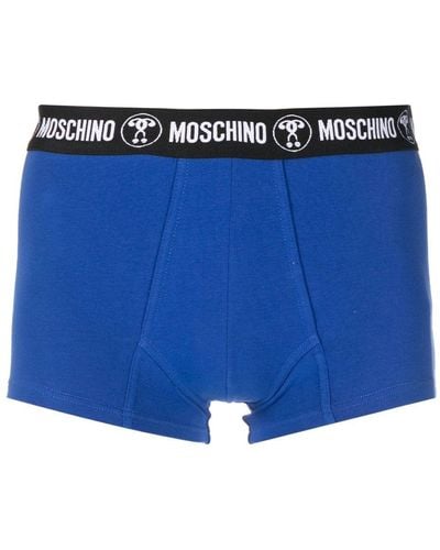 Moschino Boxer en coton à taille logo - Bleu