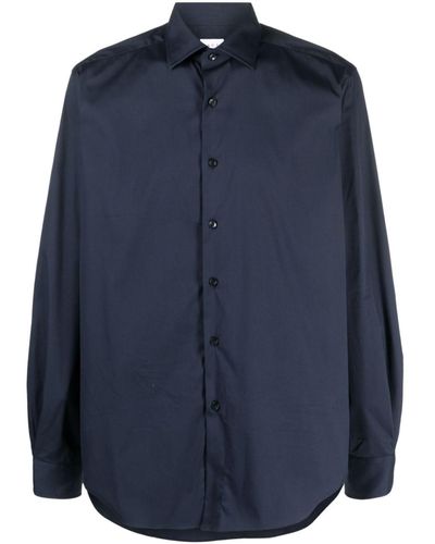 Xacus Long-sleeve Cotton-blend Shirt - Blue