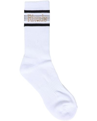 Rhude Logo-print Stripe-detail Ankle Socks - White