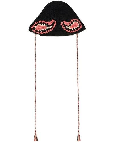 Alanui A Love Letter To India Crochet Bucket Hat - Black