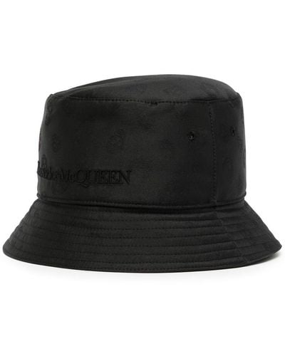Alexander McQueen Sombrero de pescador con calavera en jacquard - Negro
