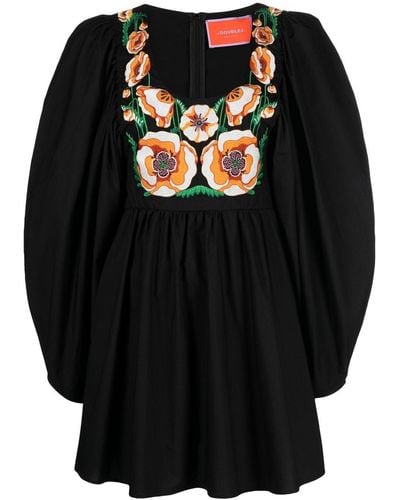 La DoubleJ Embroidered Mini Dress - Black