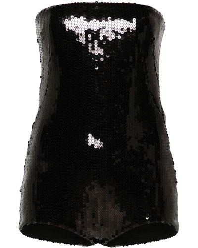 Monot Sequined Strapless Playsuit - Black