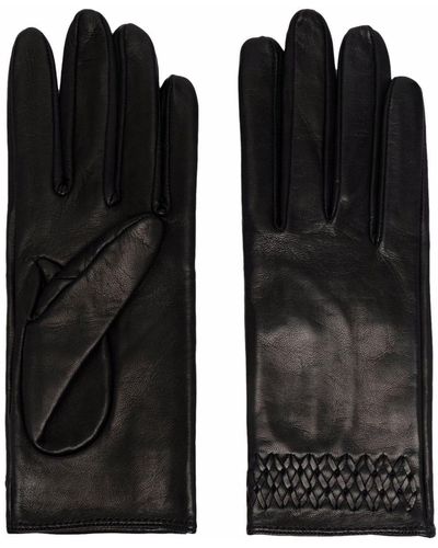 Manokhi Embroidered-detail Leather Gloves - Black