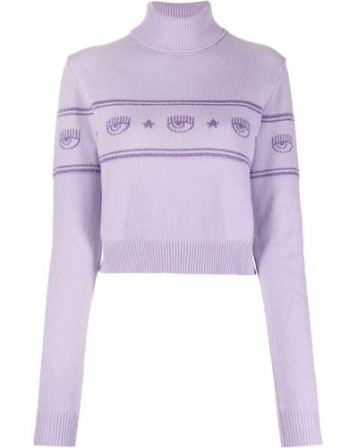 Chiara Ferragni Graphic-intarsia Sweater - Purple
