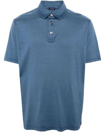 Kiton Silk-blend polo shirt - Blu