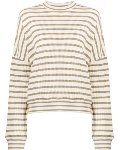 YMC Almost Grown Striped Sweatshirt - Brown