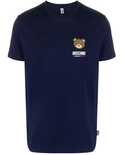 Moschino T-shirt Met Logoprint - Blauw