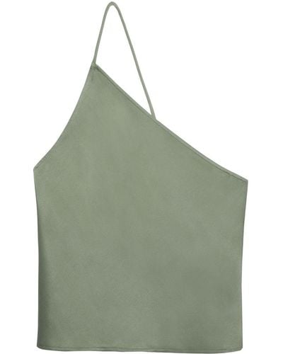 Anine Bing One-shoulder Silk Top - Green